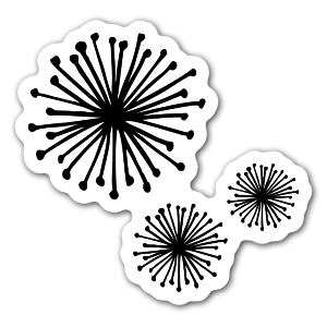 Sticker de 3 petits pompons noir, personnalise-le en choisissant la couleur du fond!