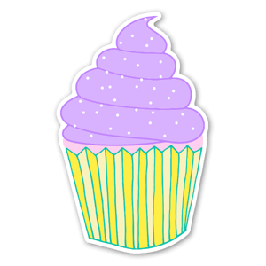 Sticker d'un cupcake, parfait pour les anniversaires!