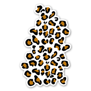 Sticker avec des taches de guépard. Personnalise-le en choisissant la couleur du fond!