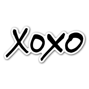 Sticker avec le XOXO écrit à la main.