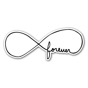 Sticker du symbole de l'infinité avec le mot "forever".