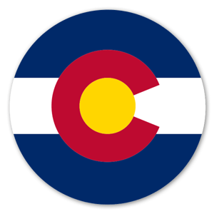 Sticker du drapeau de l'état du Colorado, circulaire.