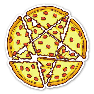 Sticker d'une pizza pentagramme  en vinyle - par Gore Juice. 