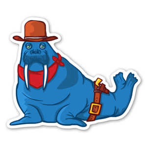 Sticker The Blue Walrus version Cowboy - par Afar25.