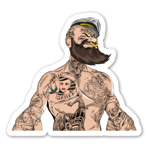 Un sticker de Popeye version barbu et tatoué