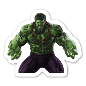 Sticker du Hulk en mode barbu tatoué, la classe !