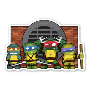 Caricature de TMNT signé Squareshop.
Ce Stickers habillera avec classe votre ordinateur portable ou votre frigo.