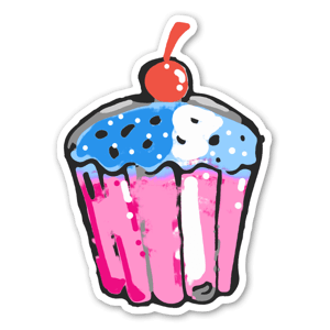 Sticker cup cake