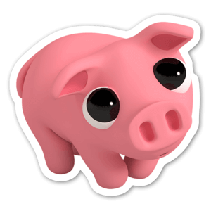 Sticker Rosa le cochon, gros yeux.