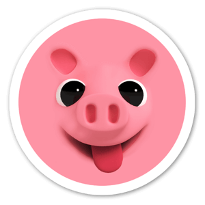 Sticker Rose le cochon, rond.