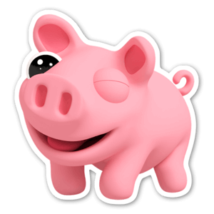 Sticker Rose cochon clin d'oeil