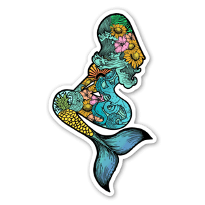 Sticker coloré d'une jolie sirène