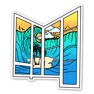 Sticker vue sur vagues