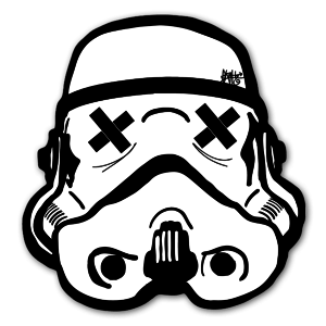 Sticker d'un trooper en noir et blanc.