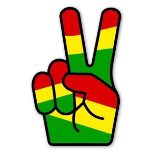 Sticker peace, love et rastafari.