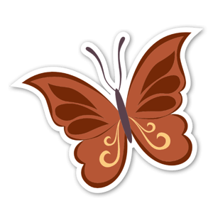 Stickers d'un papillon marron stylisé genre tatouage.