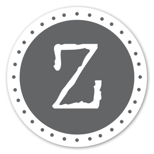 Sticker gris avec la lettre Z.