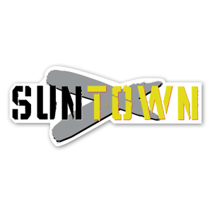 Sticker d'une bannière Suntown noir et jaune.