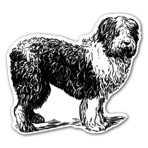 Stickers chien adorable en noir et blanc.