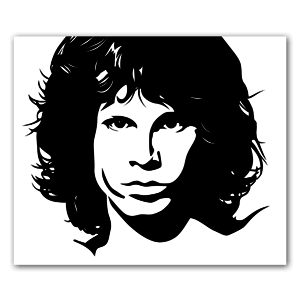 Sticker de Jim Morrison en noir et blanc.