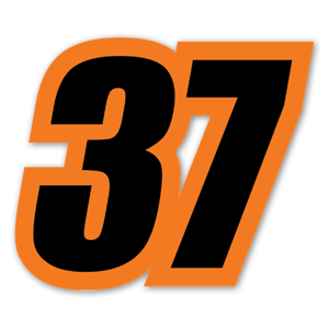 Sticker avec le nombre 37 en orange et noir.