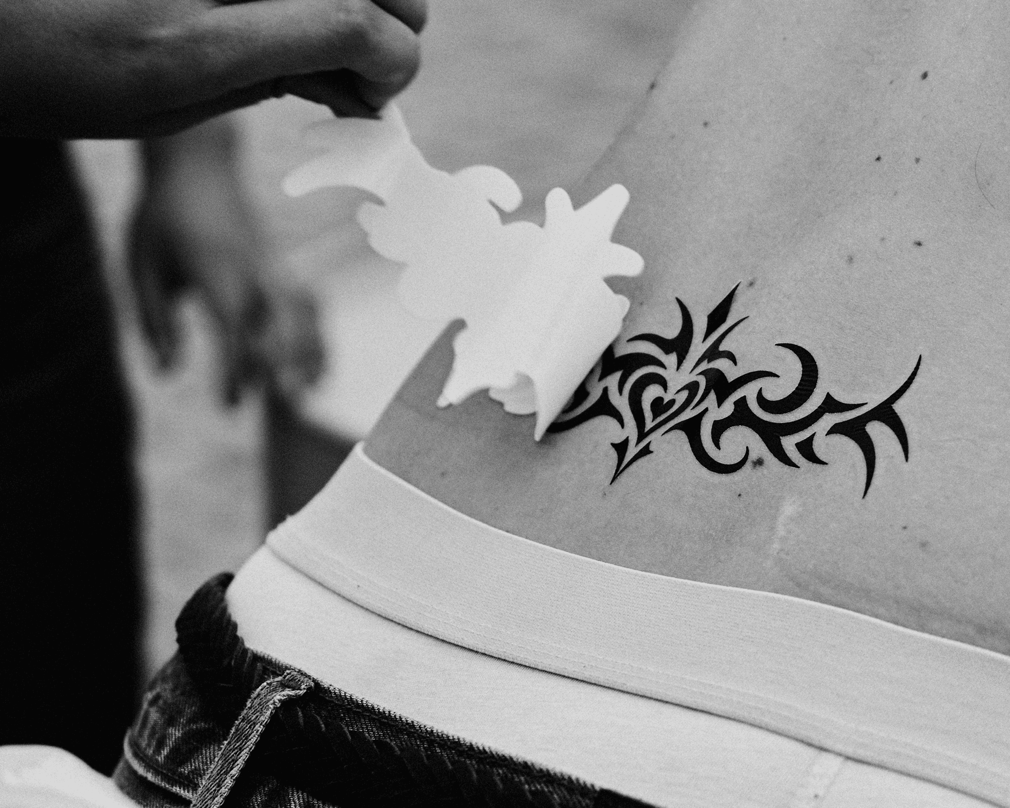Temporary tattoo applied on back