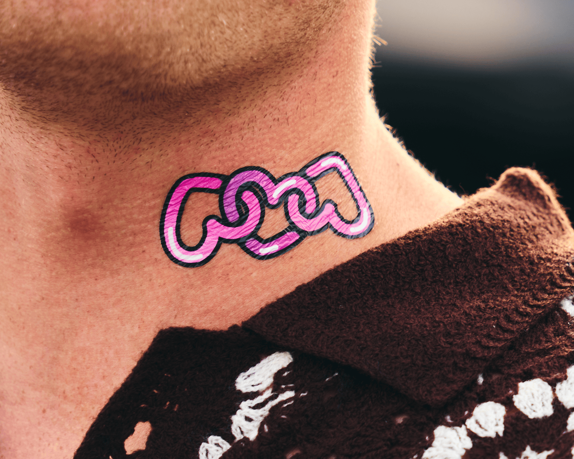 Temporary tattoo on neck