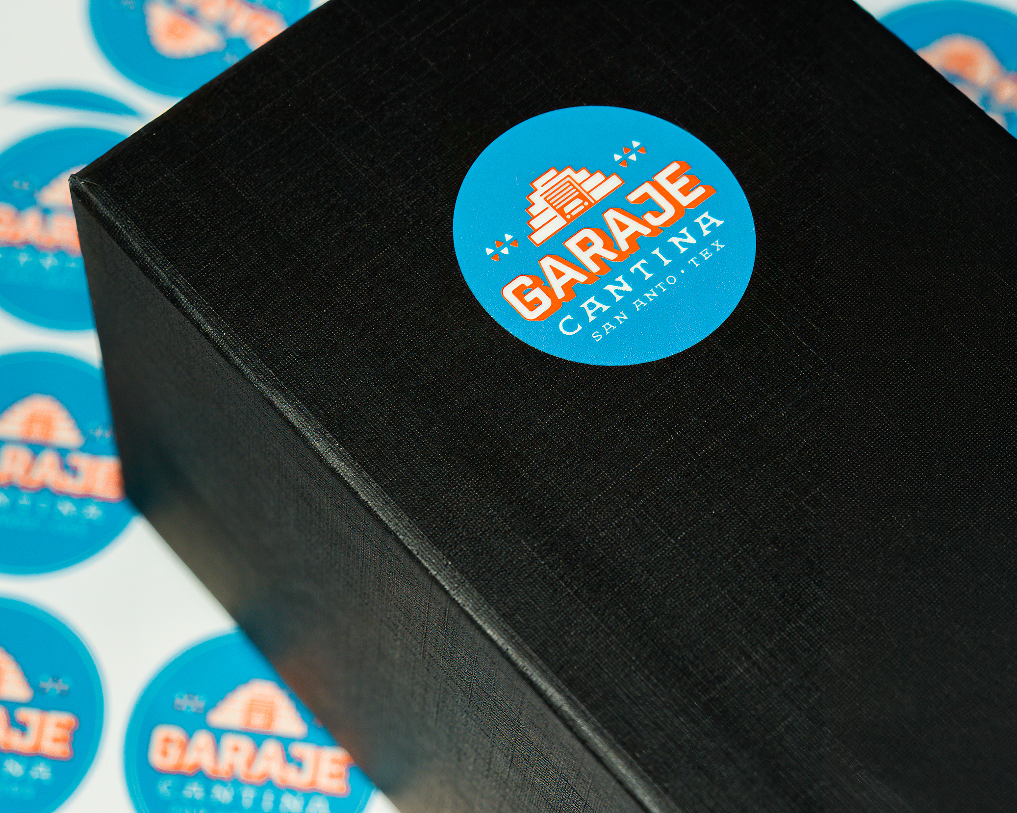 Blue singels on sheet stickers with Garaje Cantina motif